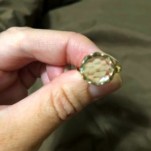 Size 7.5 14 k rose gold green quartz ring